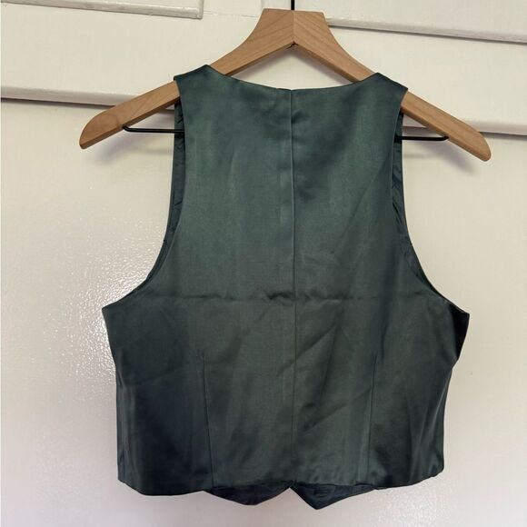 Jason Wu Teal Cropped Satin Vest Medium - Picture 3 of 6